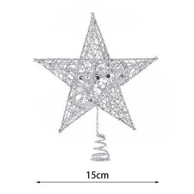 1Gb. Priecīgus Ziemassvētku Zvaigznes Ziemassvētku eglīšu galotņu rotājumi Zelta sudraba sarkanā krāsā 3D Metāla zvaigžņu egles dekors Ziemassvētku ballītes rotājums