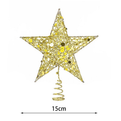 1Gb. Priecīgus Ziemassvētku Zvaigznes Ziemassvētku eglīšu galotņu rotājumi Zelta sudraba sarkanā krāsā 3D Metāla zvaigžņu egles dekors Ziemassvētku ballītes rotājums