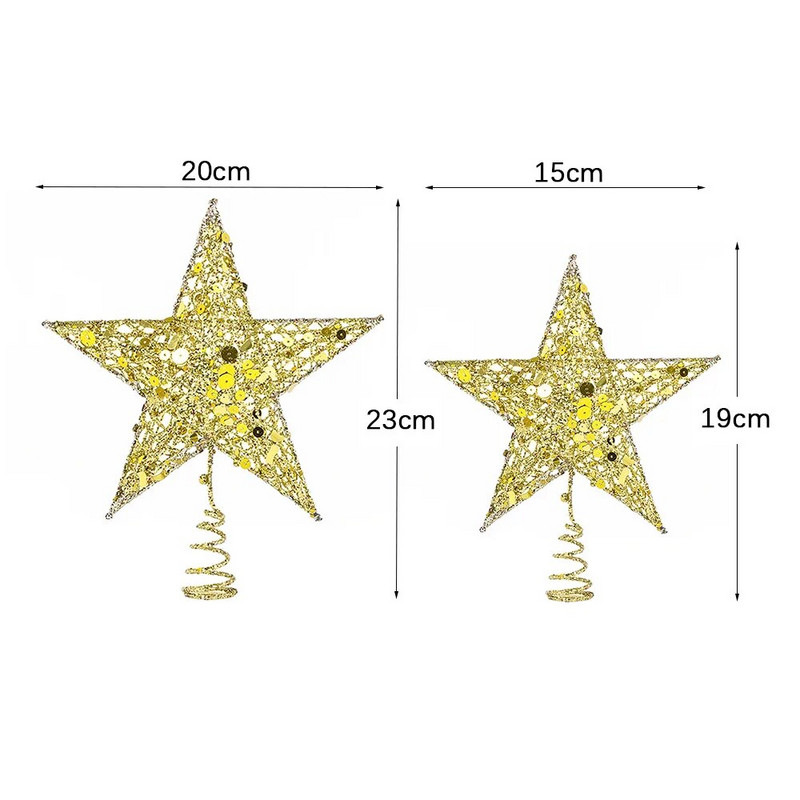 1Gb. Priecīgus Ziemassvētku Zvaigznes Ziemassvētku eglīšu galotņu rotājumi Zelta sudraba sarkanā krāsā 3D Metāla zvaigžņu egles dekors Ziemassvētku ballītes rotājums