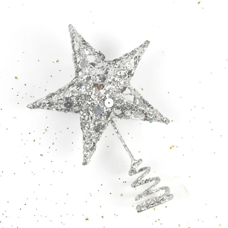 1Gb. Priecīgus Ziemassvētku Zvaigznes Ziemassvētku eglīšu galotņu rotājumi Zelta sudraba sarkanā krāsā 3D Metāla zvaigžņu egles dekors Ziemassvētku ballītes rotājums