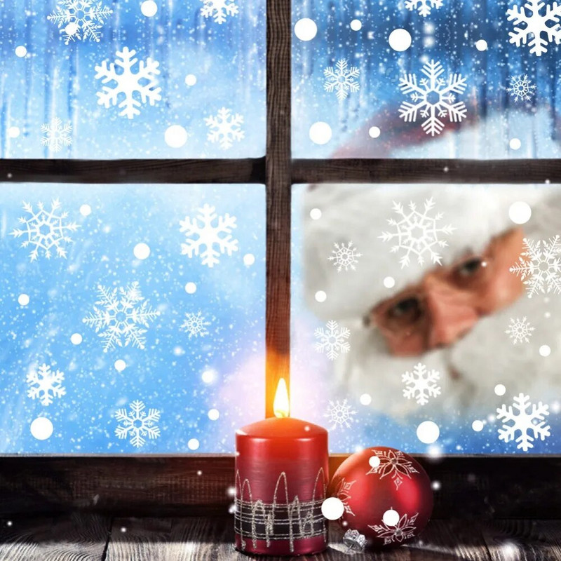 OurWarm 48pcs Božićna pahuljica Naljepnica Dekorativna naljepnica za prozor Nova godina DIY Naljepnice Božićni ukrasi za dom 60*45cm