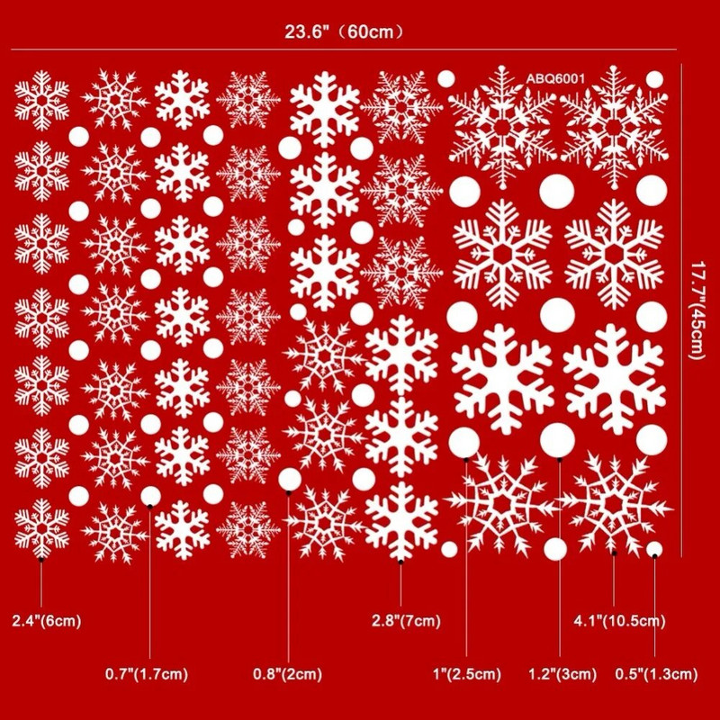 OurWarm 48pcs Božićna pahuljica Naljepnica Dekorativna naljepnica za prozor Nova godina DIY Naljepnice Božićni ukrasi za dom 60*45cm