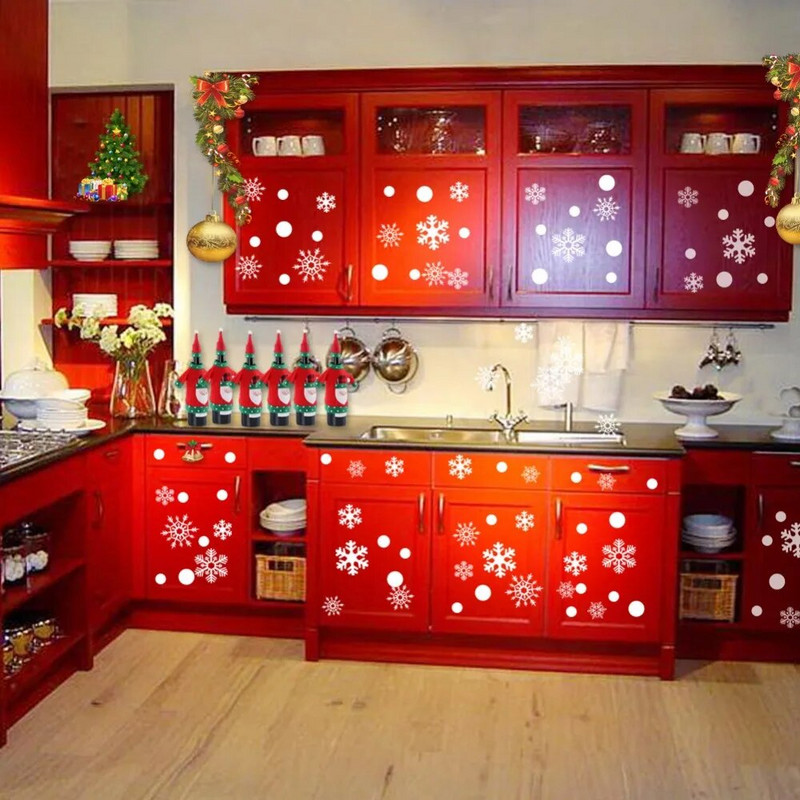 OurWarm 48pcs Božićna pahuljica Naljepnica Dekorativna naljepnica za prozor Nova godina DIY Naljepnice Božićni ukrasi za dom 60*45cm