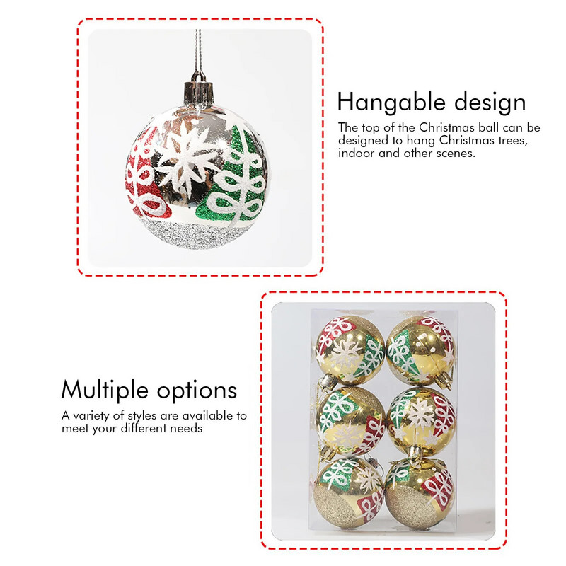 6kom/kutija Šarene božićne kuglice Ukrasi Božićno drvce Potrepštine za božićne rukotvorine Igruške Na Elku Girlanda Novogodnââ