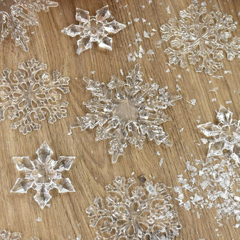 3 τμχ/Παρτίδα Ακρυλικά Χριστουγεννιάτικα διαφανή στολίδια χιονονιφάδας DIY Χριστουγεννιάτικο δέντρο Κρεμαστό μενταγιόν Winter Party Noel Διακόσμηση σπιτιού