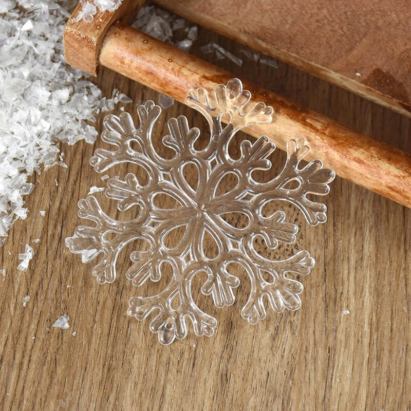 3gab/partija Akrila Ziemassvētku caurspīdīgi sniegpārsliņu rotājumi DIY Ziemassvētku eglītes piekaramie rotājumi Kulons ziemas ballīte Noel mājas dekors