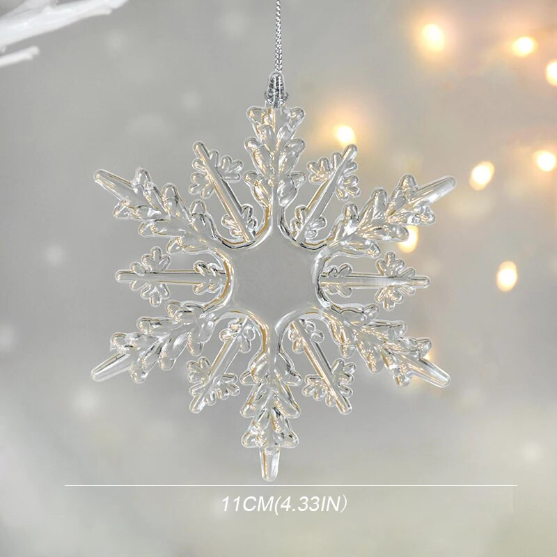 3gab/partija Akrila Ziemassvētku caurspīdīgi sniegpārsliņu rotājumi DIY Ziemassvētku eglītes piekaramie rotājumi Kulons ziemas ballīte Noel mājas dekors