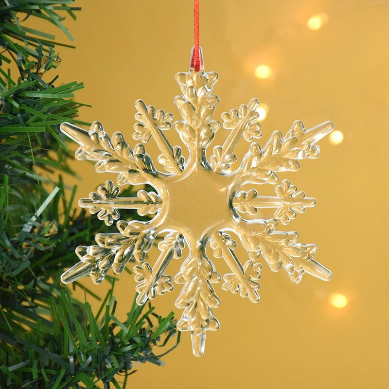 3gab/partija Akrila Ziemassvētku caurspīdīgi sniegpārsliņu rotājumi DIY Ziemassvētku eglītes piekaramie rotājumi Kulons ziemas ballīte Noel mājas dekors