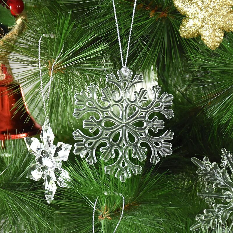 3gab/partija Akrila Ziemassvētku caurspīdīgi sniegpārsliņu rotājumi DIY Ziemassvētku eglītes piekaramie rotājumi Kulons ziemas ballīte Noel mājas dekors