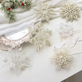 Božićni akrilni ukras za božićno drvce u obliku snježne pahulje, proziran svjetlucavi viseći privjesak, snježne pahuljice, ukras za sretan Božić