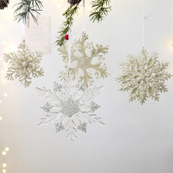 Χριστουγεννιάτικο ακρυλικό χριστουγεννιάτικο στολίδι για χριστουγεννιάτικο δέντρο Διαφανές αστραφτερό κρεμαστό κρεμαστό κρεμαστό νιφάδα χιονιού Κρεμάστρες με χριστουγεννιάτικο ντεκόρ