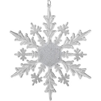 Коледна акрилна снежинка Орнамент за коледно дърво Прозрачна искряща висяща висулка Снежна люспа Завеси Весела Коледа Декор