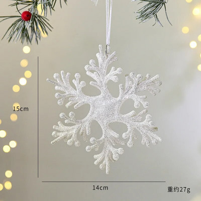 Božićni akrilni ukras za božićno drvce u obliku snježne pahulje, proziran svjetlucavi viseći privjesak, snježne pahuljice, ukras za sretan Božić