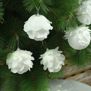 3 τεμ Χριστουγεννιάτικο Λευκό Αφρό Λουλούδι Πέταλο Μπαλάκι Χριστουγεννιάτικο Δέντρο Κρεμαστά Στολίδια Χριστουγεννιάτικο Πάρτυ Πρωτοχρονιάς Διακοσμήσεις σπιτιού Navidad Noel