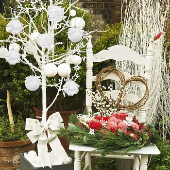 3 τεμ Χριστουγεννιάτικο Λευκό Αφρό Λουλούδι Πέταλο Μπαλάκι Χριστουγεννιάτικο Δέντρο Κρεμαστά Στολίδια Χριστουγεννιάτικο Πάρτυ Πρωτοχρονιάς Διακοσμήσεις σπιτιού Navidad Noel