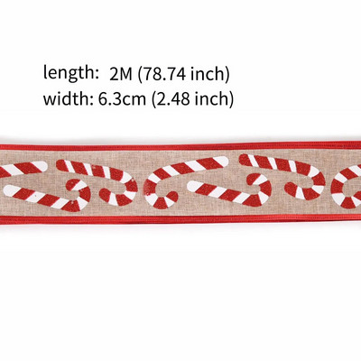 6,3 CM Ziemassvētku lente, kruķu raksts Dzelzs stieples audekla lentes, DIY dāvanu iesaiņošana Ziemassvētku eglītes lente vītnes vainagu loki Amatniecība