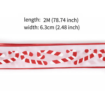 6,3 CM Ziemassvētku lente, kruķu raksts Dzelzs stieples audekla lentes, DIY dāvanu iesaiņošana Ziemassvētku eglītes lente vītnes vainagu loki Amatniecība