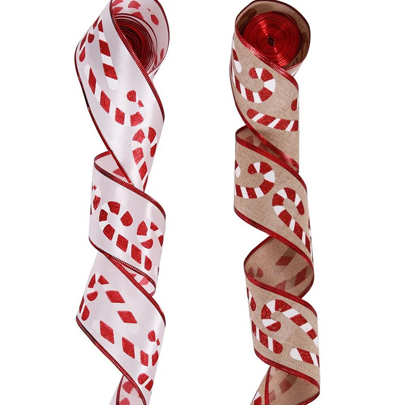 6,3 CM Ziemassvētku lente, kruķu raksts Dzelzs stieples audekla lentes, DIY dāvanu iesaiņošana Ziemassvētku eglītes lente vītnes vainagu loki Amatniecība