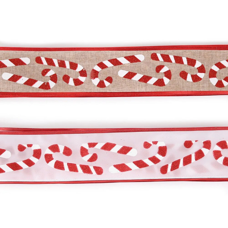 6,3 CM Ziemassvētku lente, kruķu raksts Dzelzs stieples audekla lentes, DIY dāvanu iesaiņošana Ziemassvētku eglītes lente vītnes vainagu loki Amatniecība