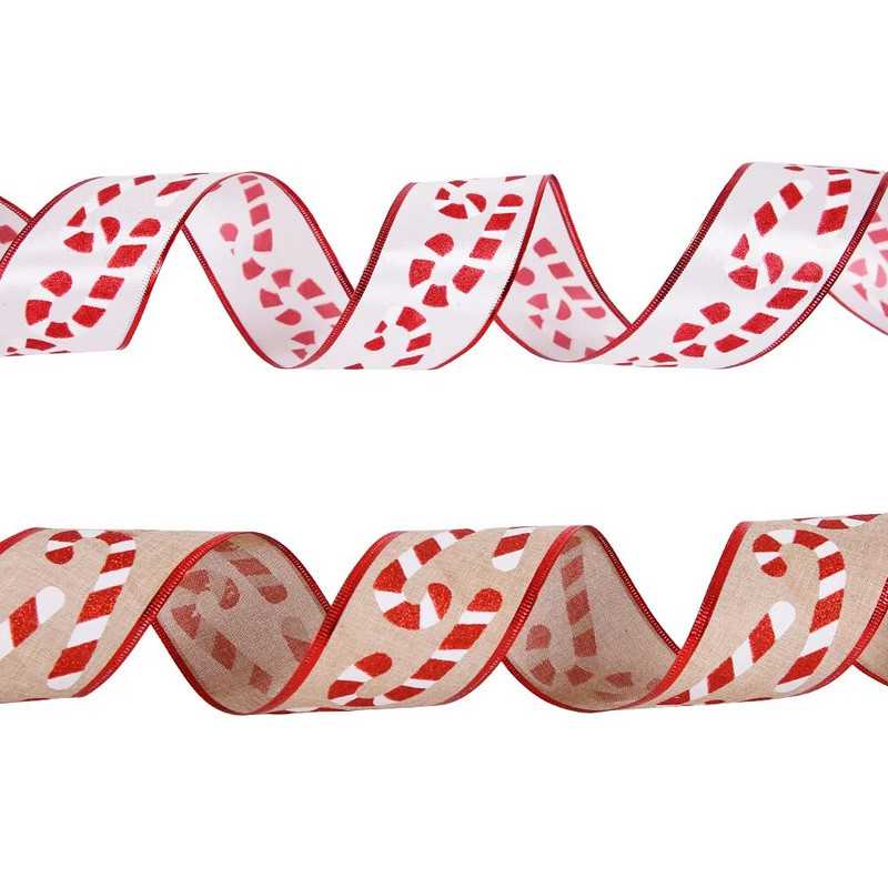 6,3 CM Ziemassvētku lente, kruķu raksts Dzelzs stieples audekla lentes, DIY dāvanu iesaiņošana Ziemassvētku eglītes lente vītnes vainagu loki Amatniecība