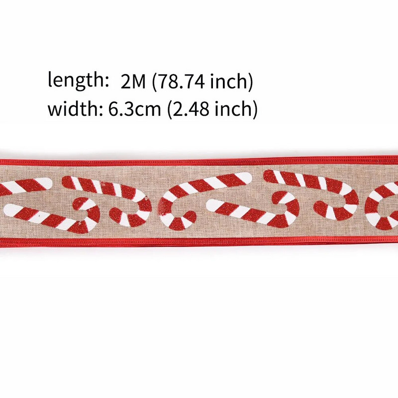 6,3 CM Ziemassvētku lente, kruķu raksts Dzelzs stieples audekla lentes, DIY dāvanu iesaiņošana Ziemassvētku eglītes lente vītnes vainagu loki Amatniecība