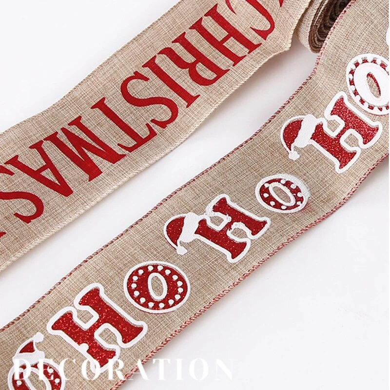 Ziemassvētku HOHO 6,3 CM * 2 M lente Ziemassvētku rotājumi Ziemassvētku eglīšu dekori DIY audekls lentes amatniecībai Ziemassvētku amatniecības piederumi