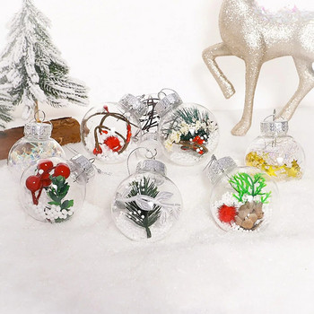 12 бр. 6 см прозрачни снежни коледни топки Висулки за украса на коледно дърво Прозрачни безделници Висящи орнаменти Xmas Navidad