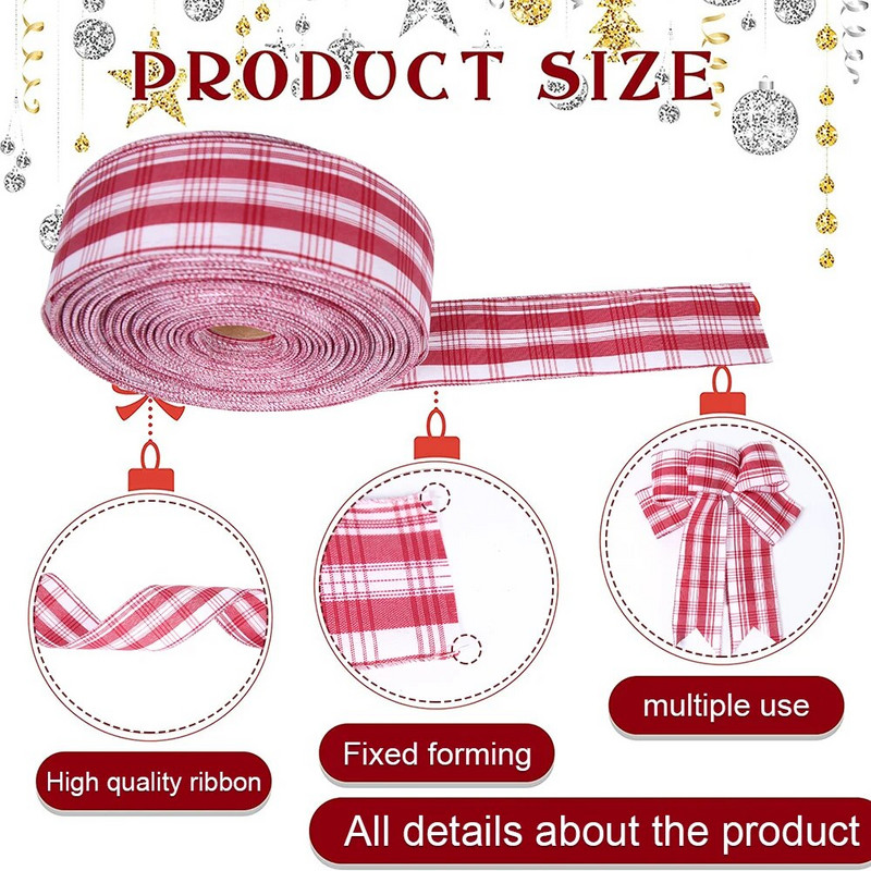 2M/3M/5M/6M*6,5 cm Ziemassvētku lentes imitācija, kaņepju rūtainā režģa lente Ziemassvētku eglītes vītnes rotājums, ar rokām darināts amatniecības loks