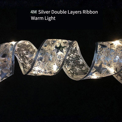 4M 157,48 collu divslāņu Ziemassvētku lente ar LED gaismām Ziemassvētku rotājumi Ziemassvētku eglītes rotājumi Jaungada sienas dekori