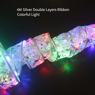 4M 157,48 collu divslāņu Ziemassvētku lente ar LED gaismām Ziemassvētku rotājumi Ziemassvētku eglītes rotājumi Jaungada sienas dekori