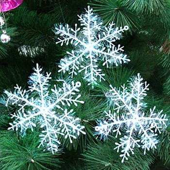 30 τμχ Χριστουγεννιάτικες νιφάδες χιονιού στολίδια Χριστουγεννιάτικο δέντρο κρεμαστό μενταγιόν Glitter Διακόσμηση νιφάδων χιονιού DIY Πρωτοχρονιάτικη διακόσμηση γιρλάντες