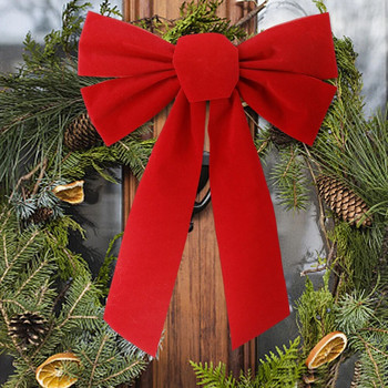 Χριστουγεννιάτικο φιόγκο Κόκκινο βελούδινο φιόγκο Χριστουγεννιάτικο δέντρο στολίδι Μεγάλο στεφάνι Φιόγκοι Διακόσμηση τοίχου πόρτας Πρωτοχρονιάτικο Χριστουγεννιάτικο πάρτι
