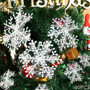 90Pcs Коледни снежинки Орнаменти Коледно дърво Висящи блясък Декорация от снежни люспи Направи си сам Новогодишни гирлянди Домашен декор