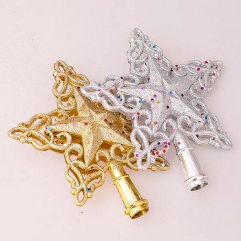 Κορυφαία στολίδια Χριστουγεννιάτικου Δέντρου Χρυσό Ασημί Glitter Snowflake Star Χριστουγεννιάτικο Δέντρο Χριστουγεννιάτικο Διακόσμηση για το Home Shop Store Πρωτοχρονιά 2023