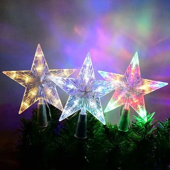 Коледно дърво Topper Звездни светлини Коледно дърво LED звезда Нощна лампа Орнаменти Коледен фестивал Парти Нова година Домашни Направи си сам декорации
