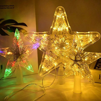 Коледно дърво Topper Звездни светлини Коледно дърво LED звезда Нощна лампа Орнаменти Коледен фестивал Парти Нова година Домашни Направи си сам декорации