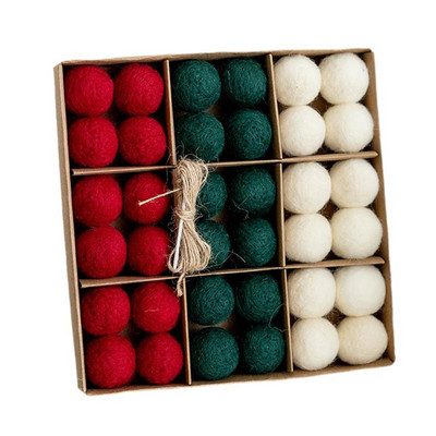 6/36GAB Ziemassvētku vilnas filca bumba sniega globusa bumbu rotājumi svētku kāzu ballītei Krāsainas filca bumbiņas Ziemassvētku rotaslietas