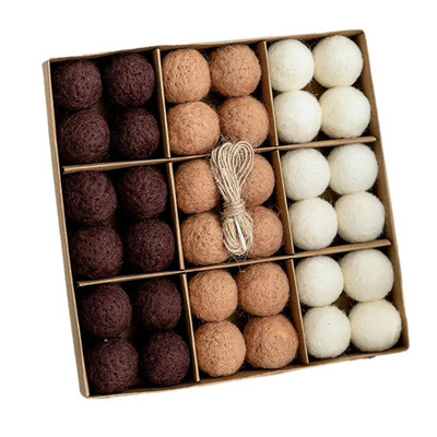 6/36GAB Ziemassvētku vilnas filca bumba sniega globusa bumbu rotājumi svētku kāzu ballītei Krāsainas filca bumbiņas Ziemassvētku rotaslietas