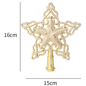 Κορυφαία στολίδια Χριστουγεννιάτικου Δέντρου Χρυσό Ασημί Glitter Snowflake Star Χριστουγεννιάτικο Δέντρο Χριστουγεννιάτικο Διακόσμηση για το Home Shop Store Πρωτοχρονιά 2023