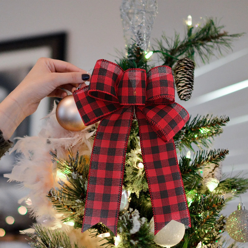 Božićni vijenac Crvena mašna Unutarnja dekoracija Blagdanske ukrasne mašne svijetle boje Prijenosni pribor za zabave Ukras mašna-čvor