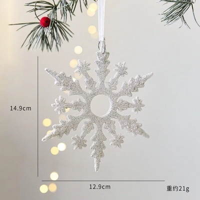 Božićni prozirni svjetlucavi ružičasti akrilni privjesak u obliku pahuljica Zlatni komadi snježnih pahuljica 2024. Nova godina Sretni božićni ukrasi