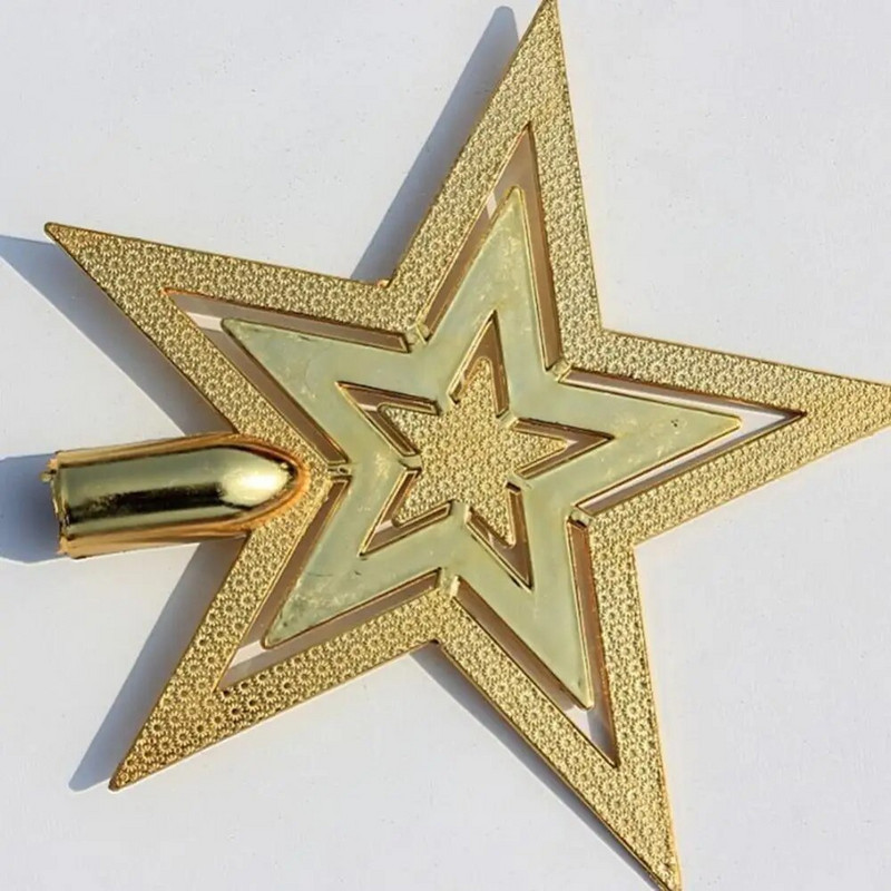 20 cm Kalėdų eglutė Top Star Penkių žvaigždučių kalėdinis papuošalas Eglutė Top Star Auksinė Top Star Kalėdų eglutės pakabukų papuošalai