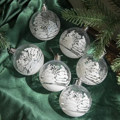 6db/doboz 6cm átlátszó festmény karácsonyi bál kézzel festett hógolyók újévi karácsonyfa díszek ablak mennyezeti díszek