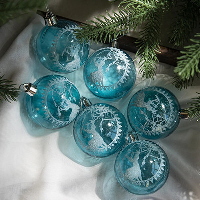 6db/doboz 6cm átlátszó festmény karácsonyi bál kézzel festett hógolyók újévi karácsonyfa díszek ablak mennyezeti díszek