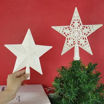 1 бр. Златна коледна елха Орнаменти със звезда отгоре Блестящи снежинки Звезди Коледна украса за дома Коледа Навидад Нова година 2023