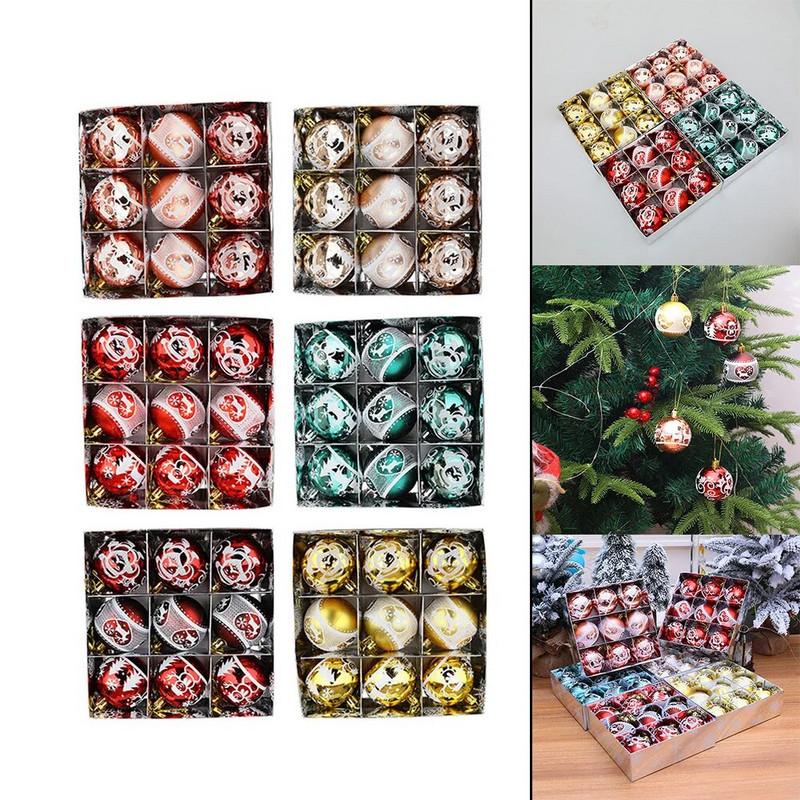 Αποκτήστε ένα πακέτο 9 Olive Green Rose Gold Champagne Gold Gold Red Red Wine Red Χριστουγεννιάτικο δέντρο στολίδια σε διάμετρο 6cm Αγορά τώρα!