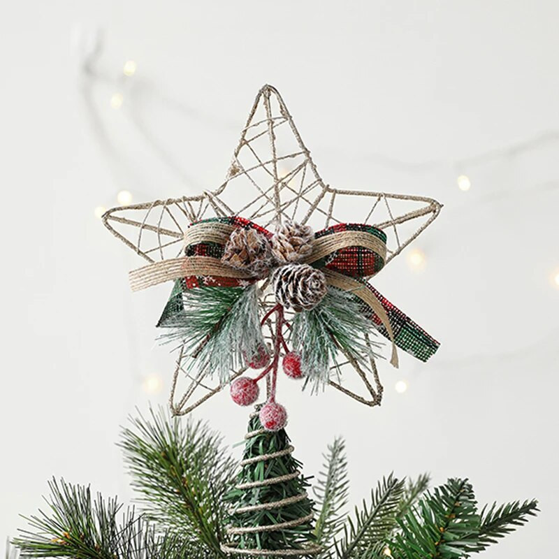 Χριστουγεννιάτικο Δέντρο Κορυφής Διακόσμηση Χρυσό Τρισδιάστατο Κοίλο Πέντε Αστέρι Αξεσουάρ Χριστουγεννιάτικα Στολίδια Διακόσμησης