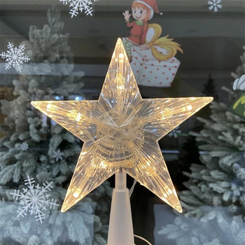 Коледна LED украса Петлъчева звезда Светлини Коледно дърво Висящи орнаменти Прозрачна светеща висулка Декорация на дома Коледа