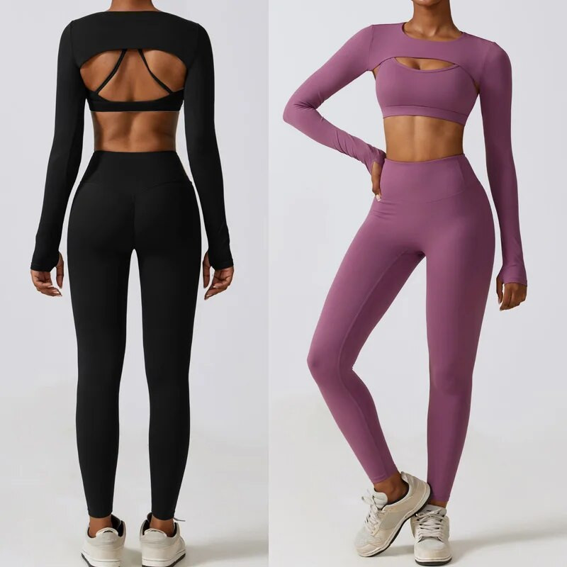 2/3 gab. Sporta jogas kostīms, ātri nožūstošs, elpojošs treniņu apģērbs sievietēm Apģērbs Fitness Sporta tērps ar augstu vidukli sporta zāles komplekts treniņtērps