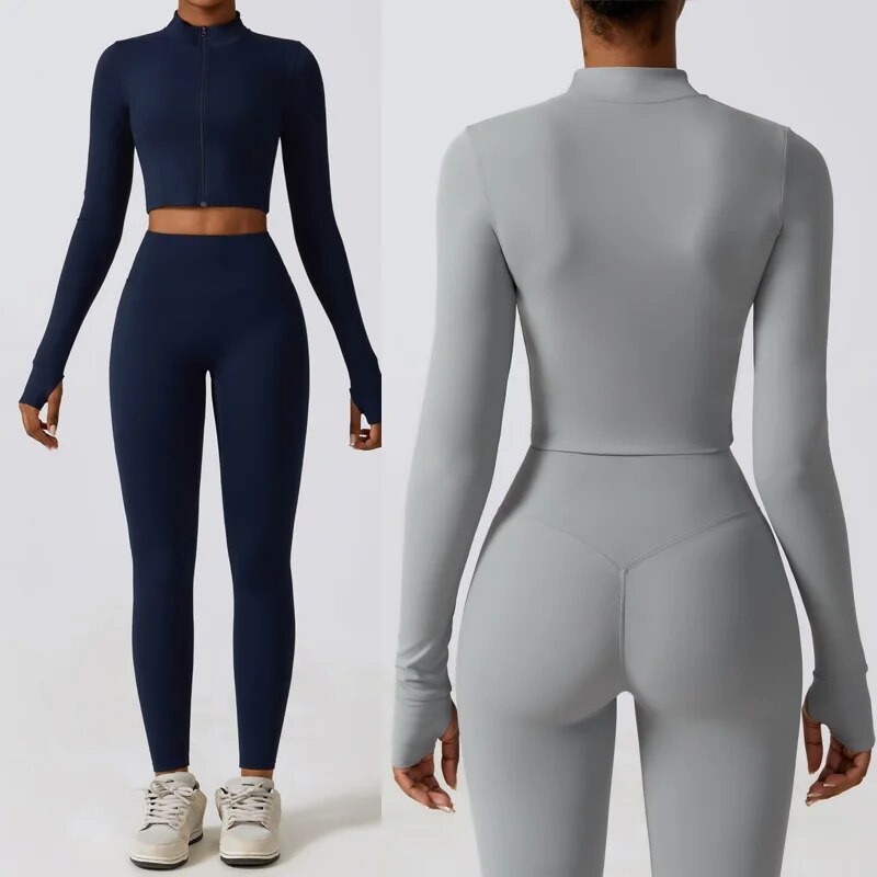 2/3 gab. Sporta jogas kostīms, ātri nožūstošs, elpojošs treniņu apģērbs sievietēm Apģērbs Fitness Sporta tērps ar augstu vidukli sporta zāles komplekts treniņtērps